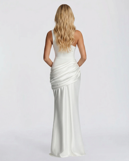 Noelle Draped Maxi Dress - White