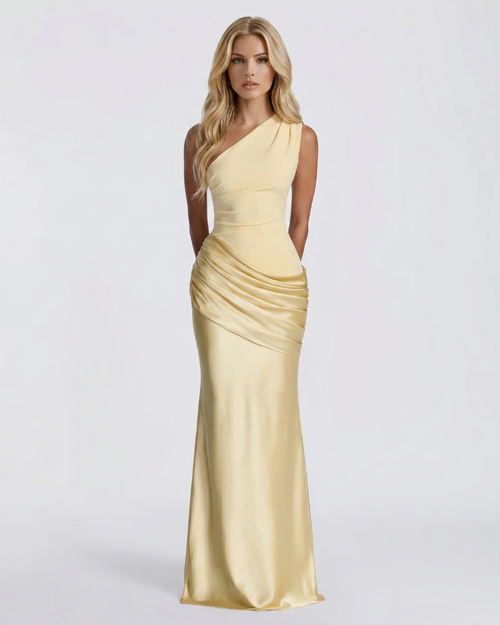Noelle Draped Maxi Dress - Yellow