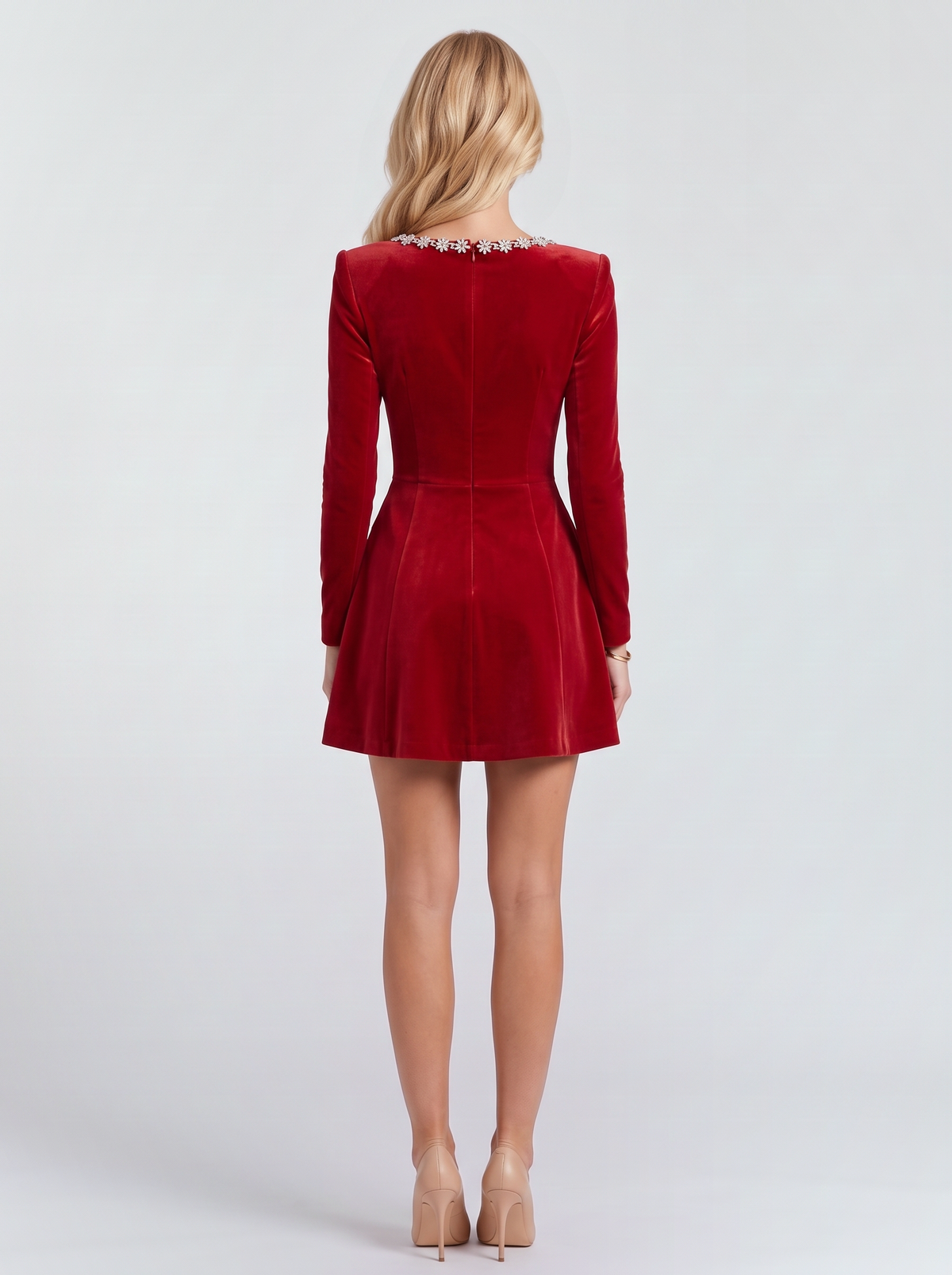 Odessa Velvet Mini Dress - Red