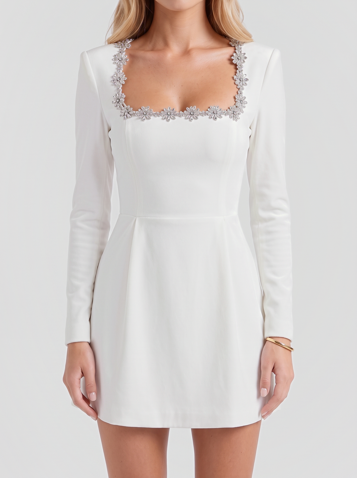 Odessa Velvet Mini Dress - White