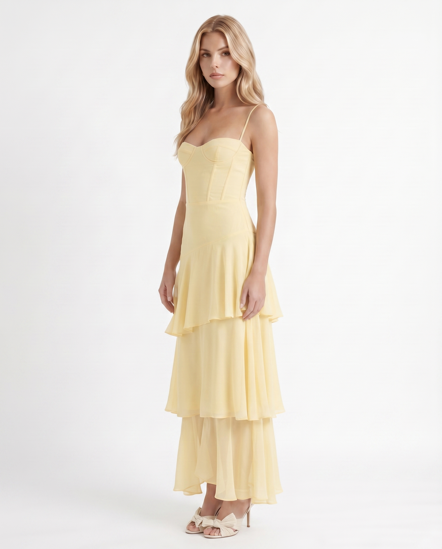 Odette Tiered Maxi Dress - Yellow