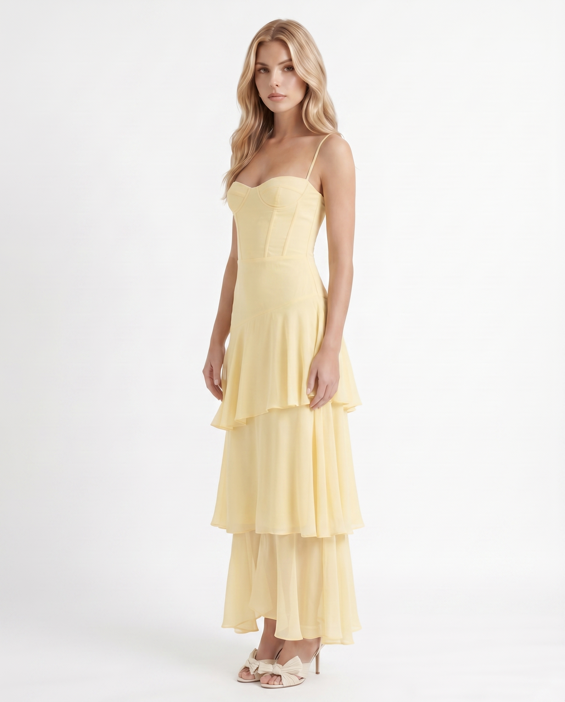 Odette Tiered Maxi Dress - Yellow
