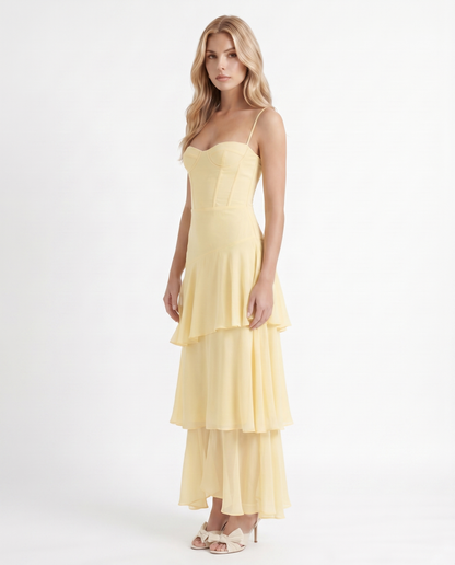 Odette Tiered Maxi Dress - Yellow
