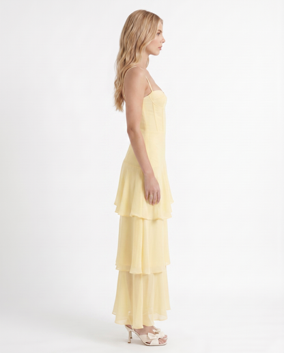 Odette Tiered Maxi Dress - Yellow