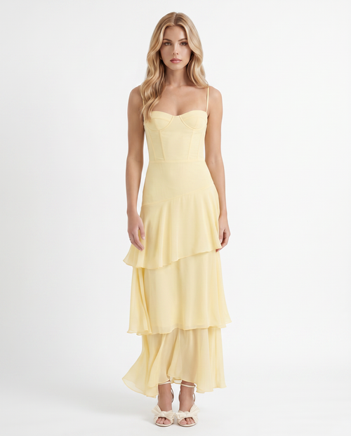 Odette Tiered Maxi Dress - Yellow