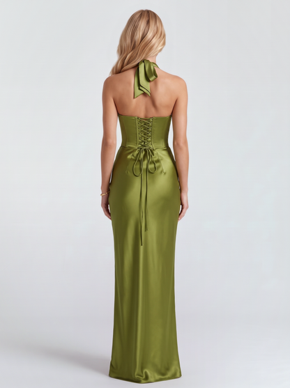 Odile Halter Maxi Dress - Olive