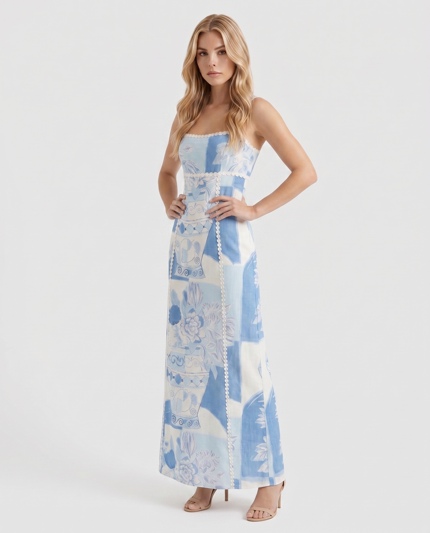 Ona Print Maxi Dress - Mediterranean Blue