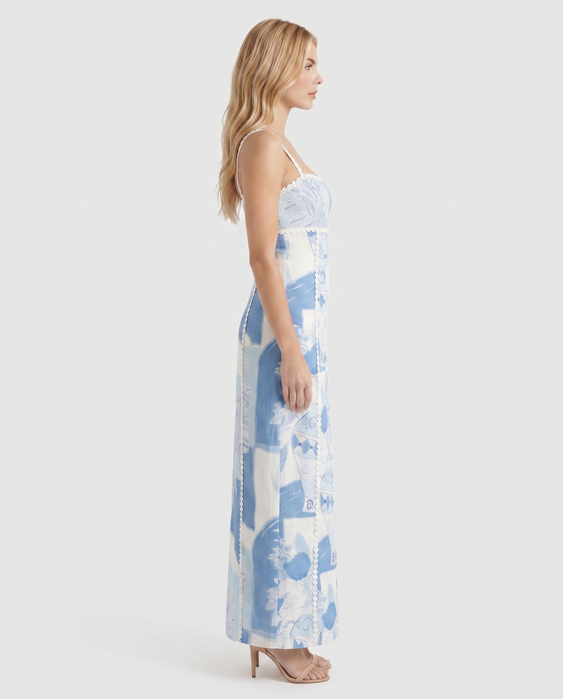 Ona Print Maxi Dress - Mediterranean Blue
