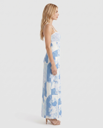 Ona Print Maxi Dress - Mediterranean Blue