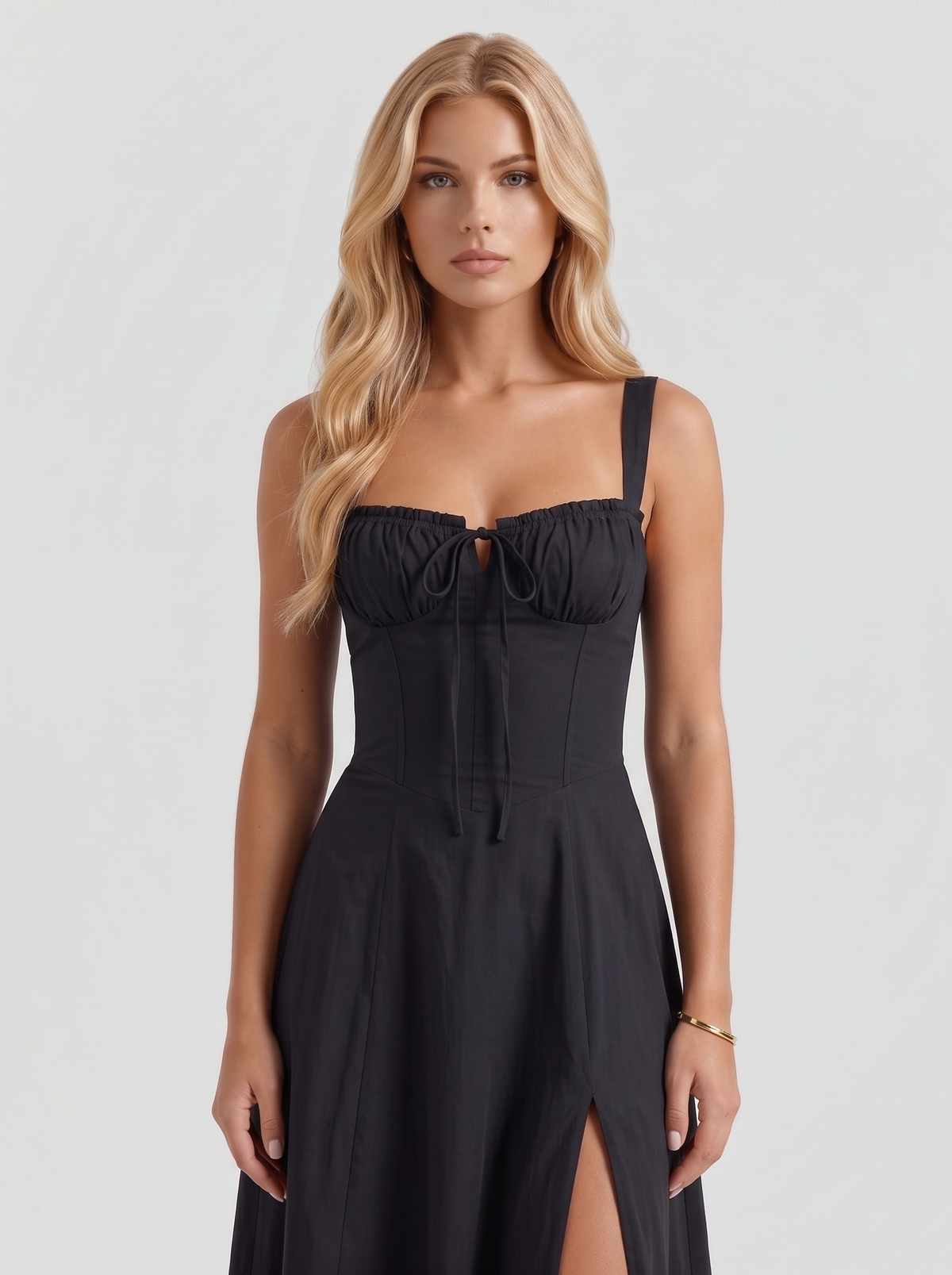 Paola Corset Midi Dress - Black