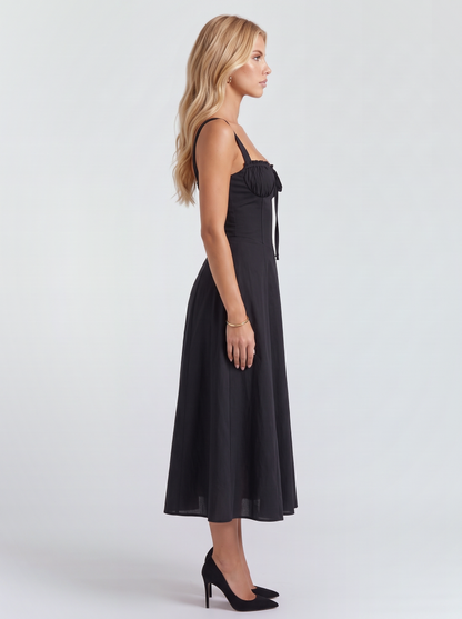 Paola Corset Midi Dress - Black