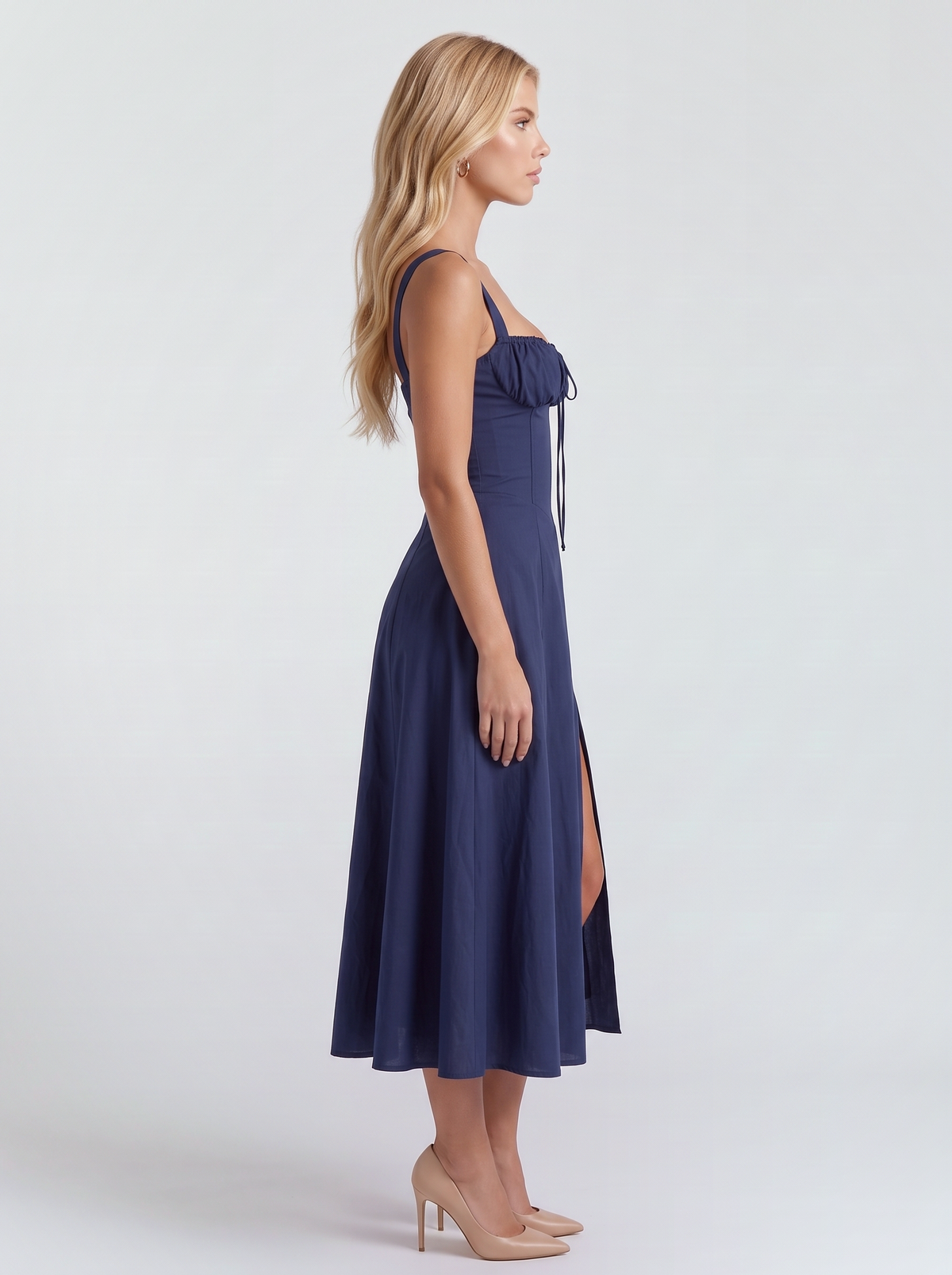 Paola Corset Midi Dress - Dark Blue