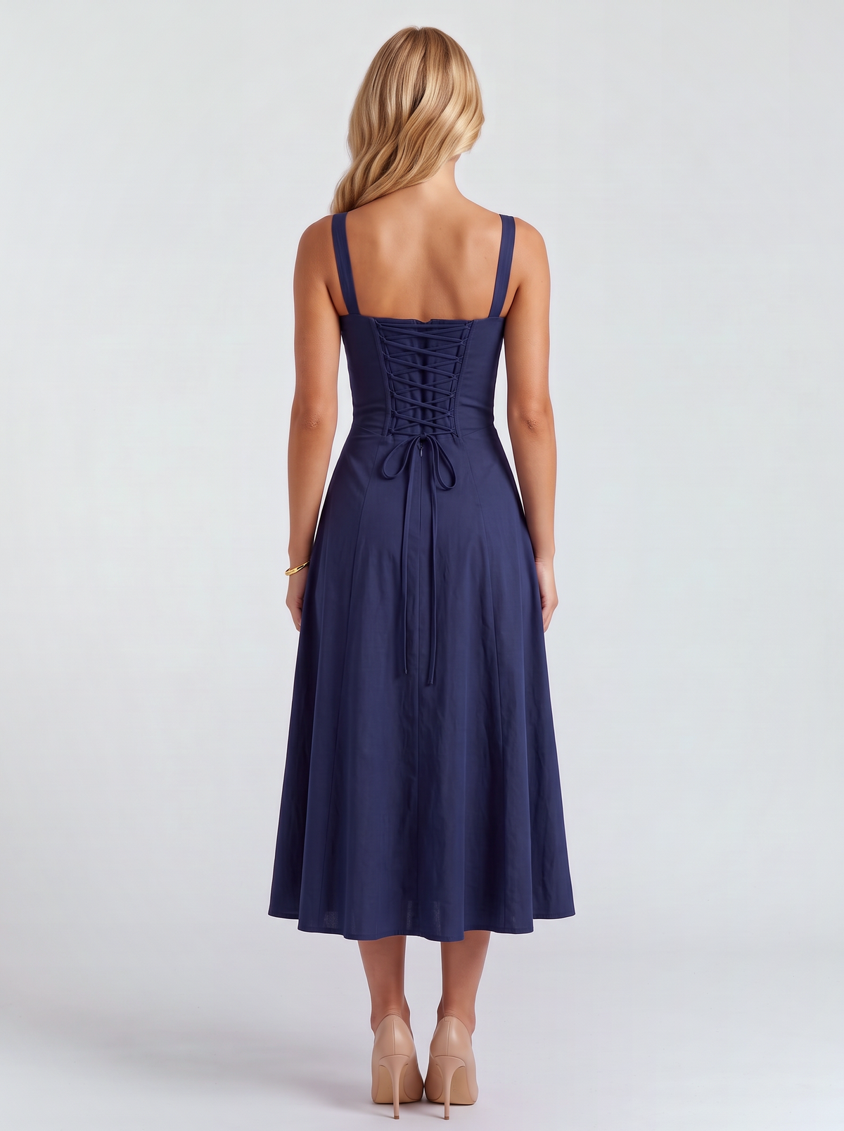 Paola Corset Midi Dress - Dark Blue