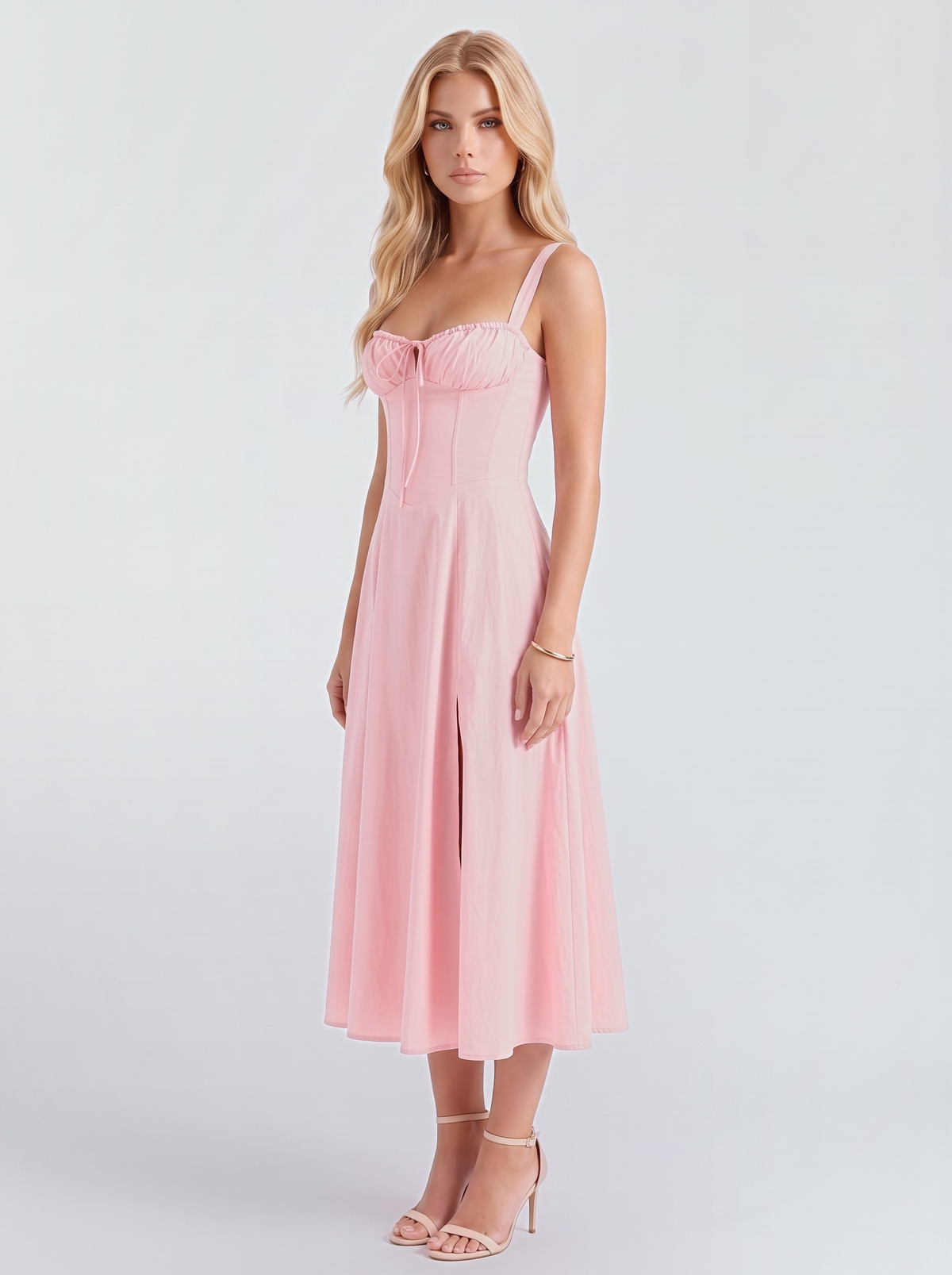 Paola Corset Midi Dress - Pink