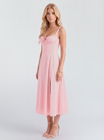 Paola Corset Midi Dress - Pink