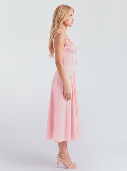 Paola Corset Midi Dress - Pink