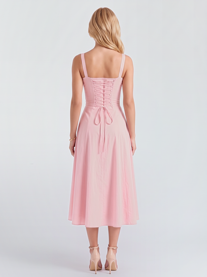 Paola Corset Midi Dress - Pink