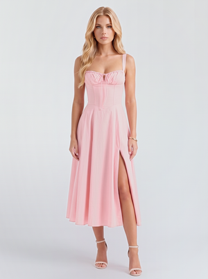 Paola Corset Midi Dress - Pink