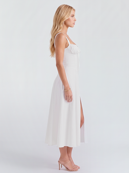 Paola Corset Midi Dress - White