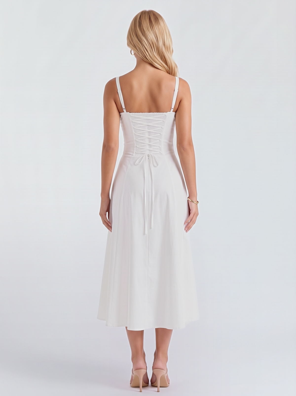 Paola Corset Midi Dress - White