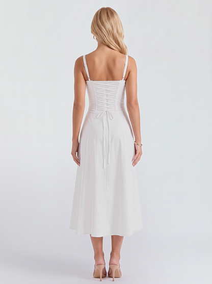 Paola Corset Midi Dress - White