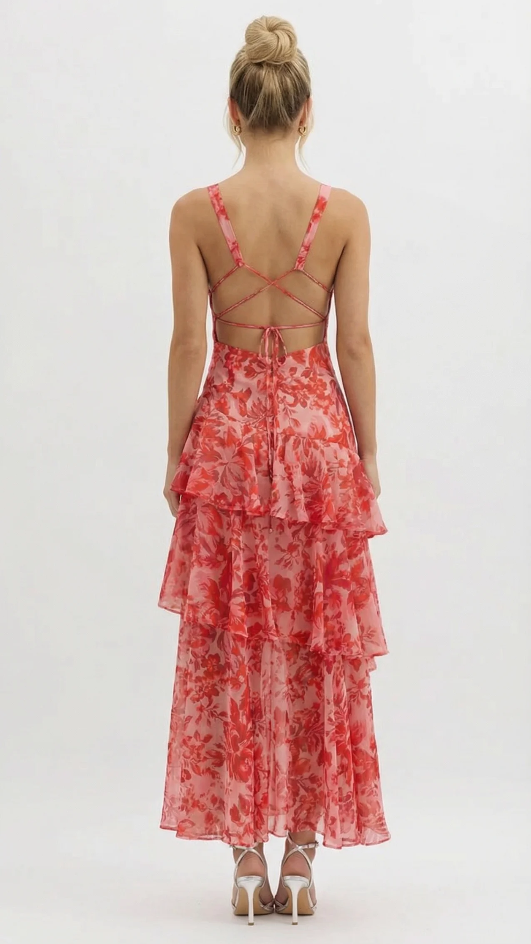 Penelope Ruffle Maxi Dress - Red