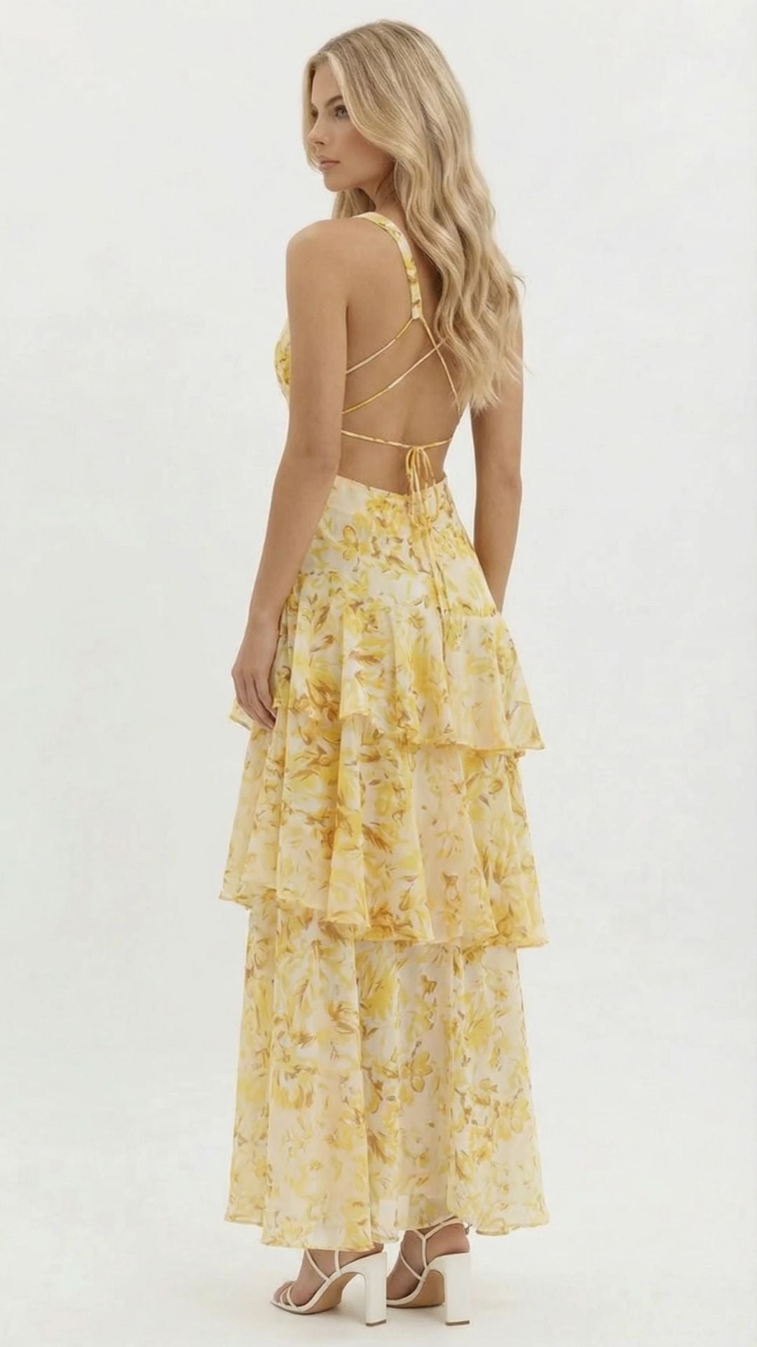 Penelope Ruffle Maxi Dress - Yellow