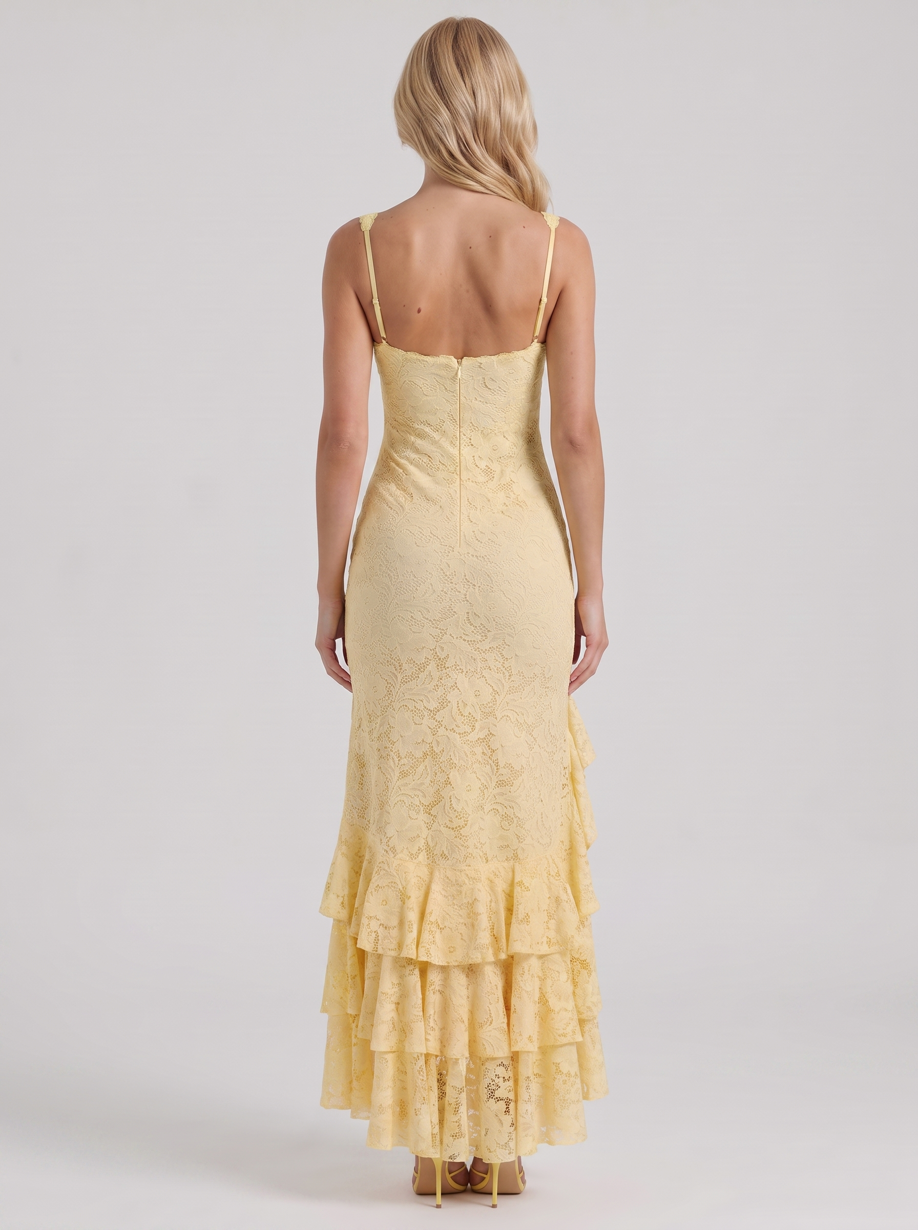 Poppy Lace Puff Sleeve Maxi Dress - Butter Yellow