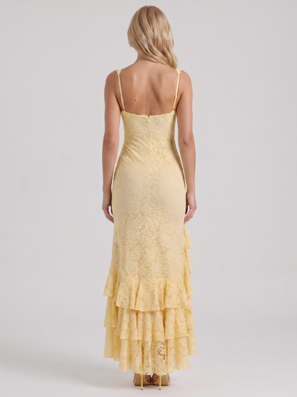 Poppy Lace Puff Sleeve Maxi Dress - Butter Yellow