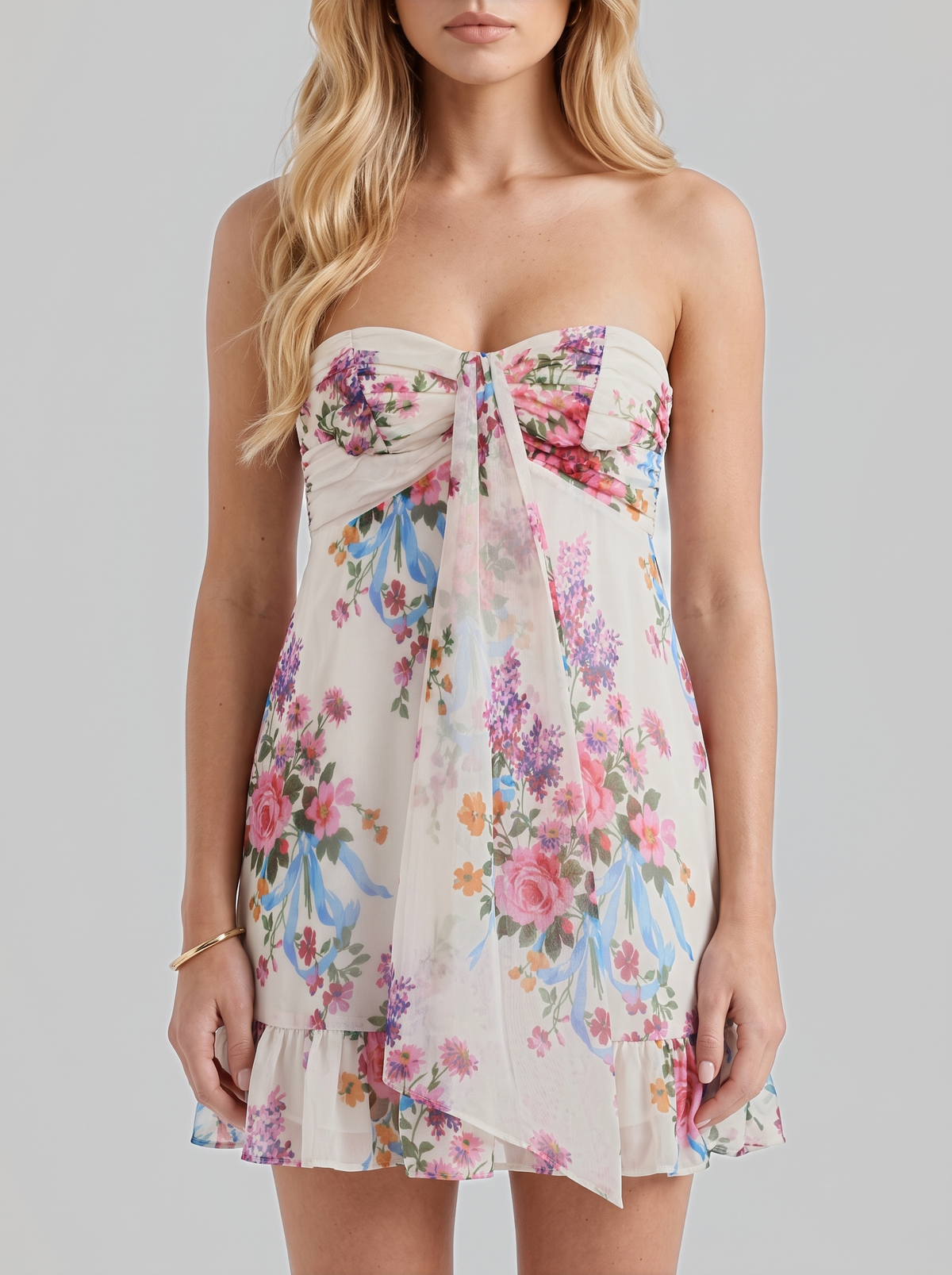 Primrose Floral Mini Dress - Ivory Floral