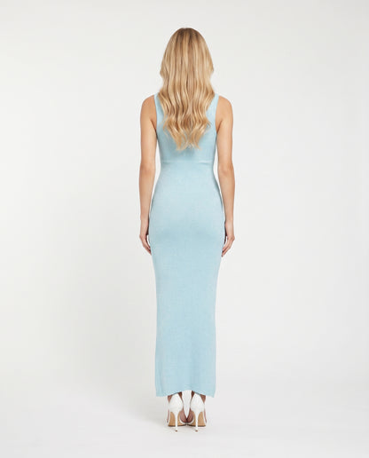 Rachel Sequin Scoop Neck Bodycon Maxi Dress - Light Blue