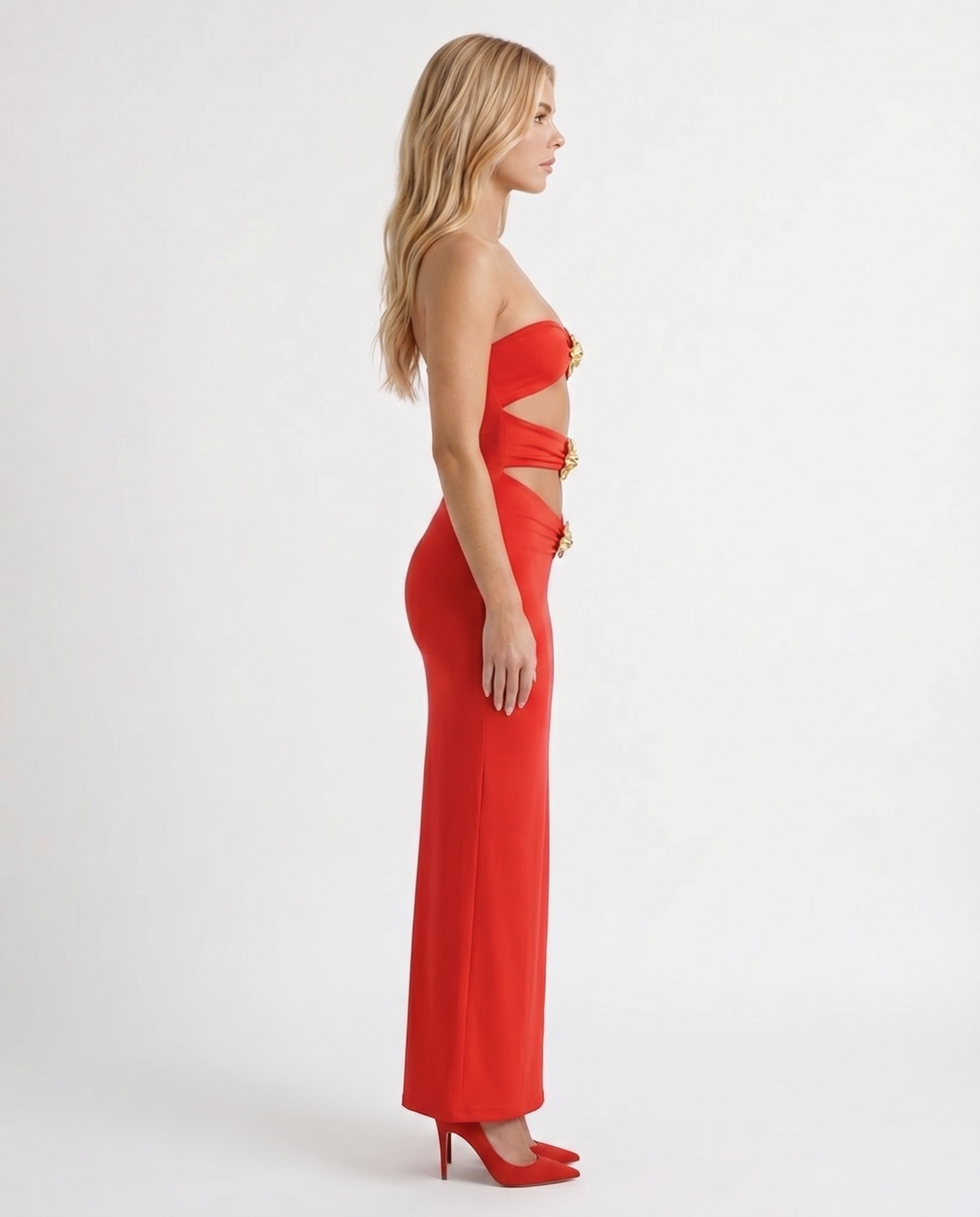 Raye Cutout Maxi Dress - Red