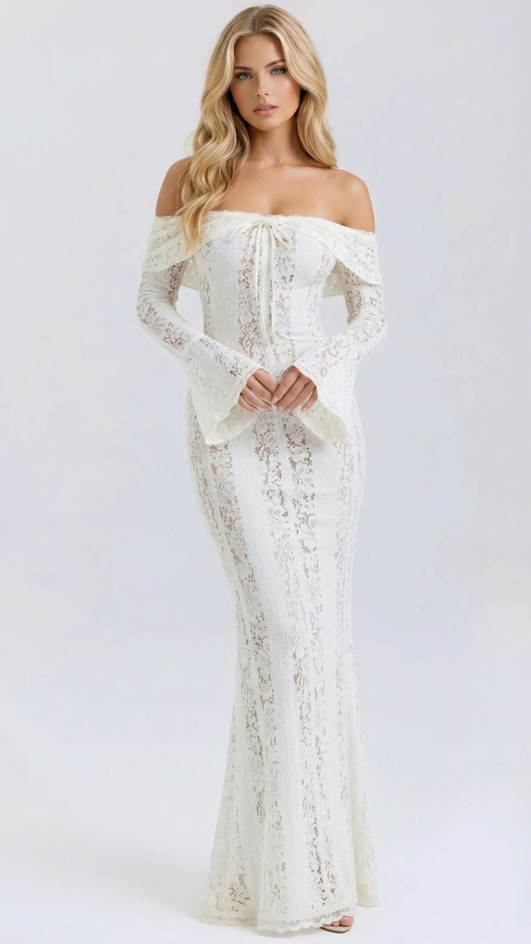 Rebekah Lace Off-Shoulder Maxi Dress - White - XS - Fashion