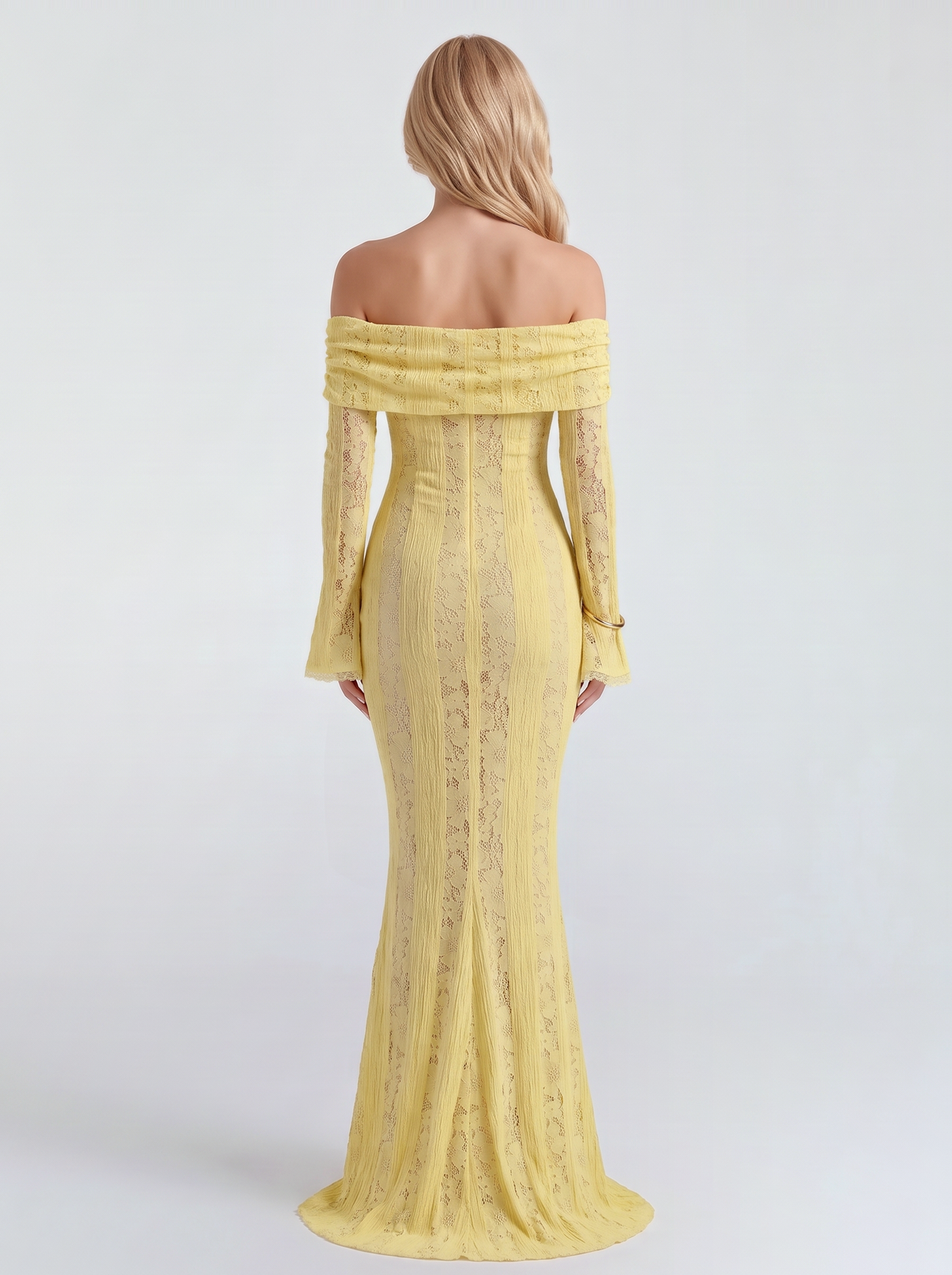 Rebekah Lace Off-Shoulder Maxi Dress - Yellow
