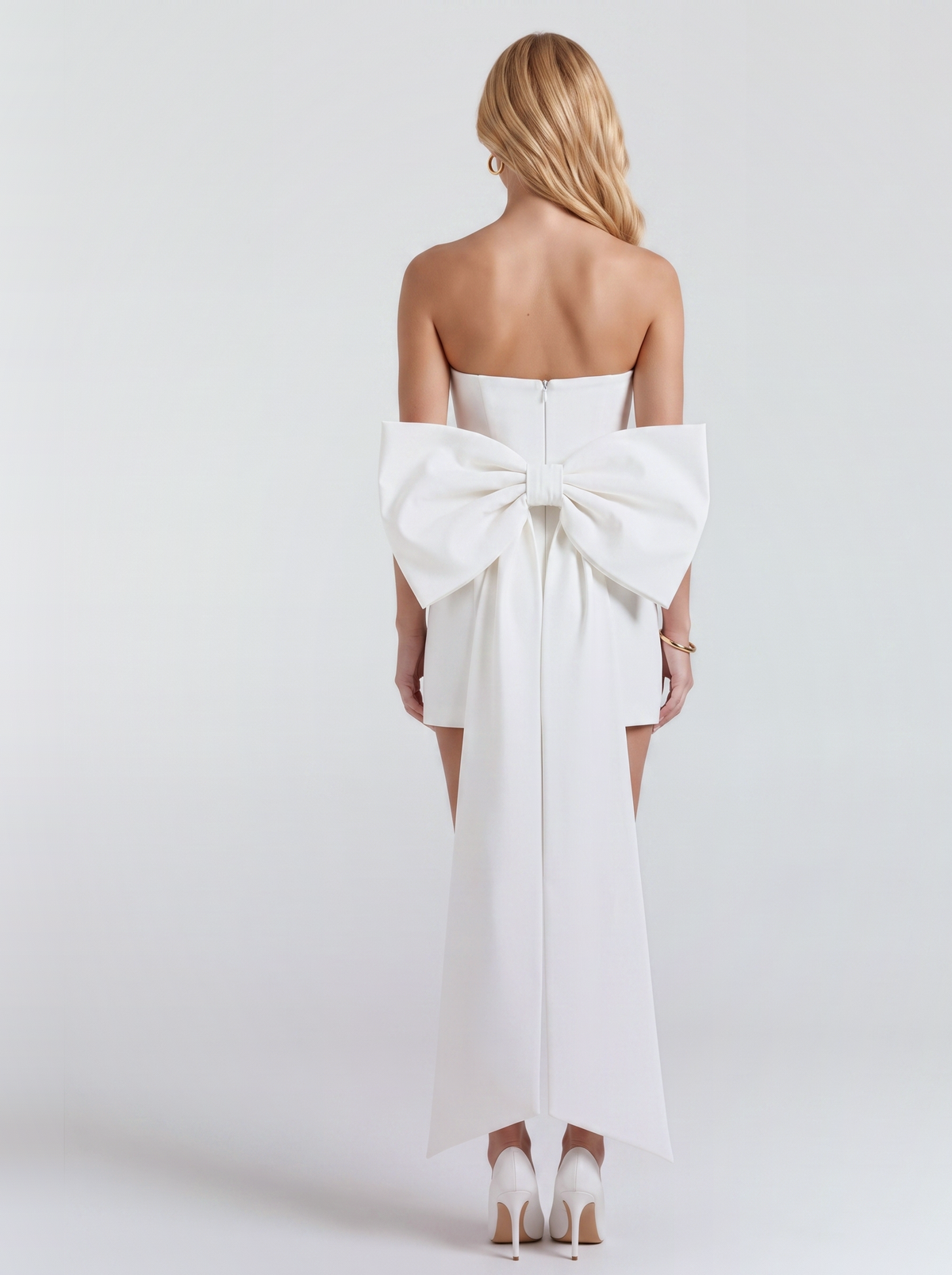 Renata Bow Mini Dress - White