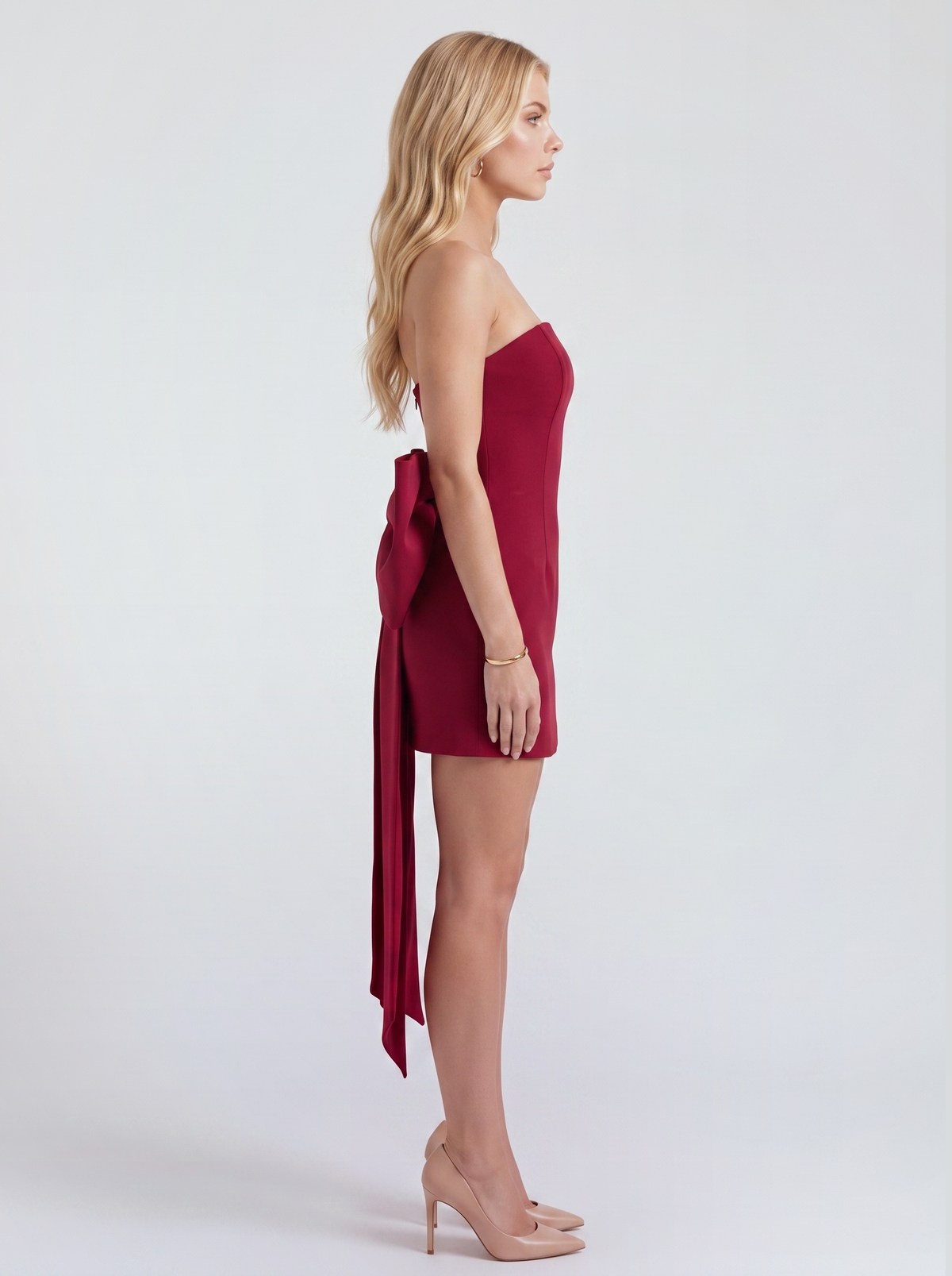 Renata Bow Mini Dress - Wine