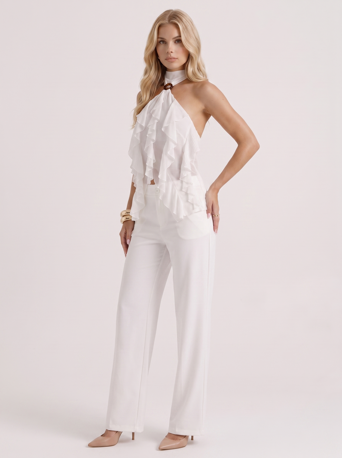 Romy Ruffle Top - White