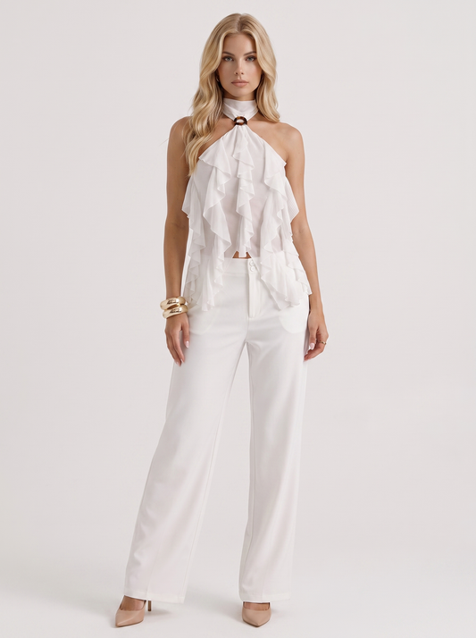 Romy Ruffle Top - White