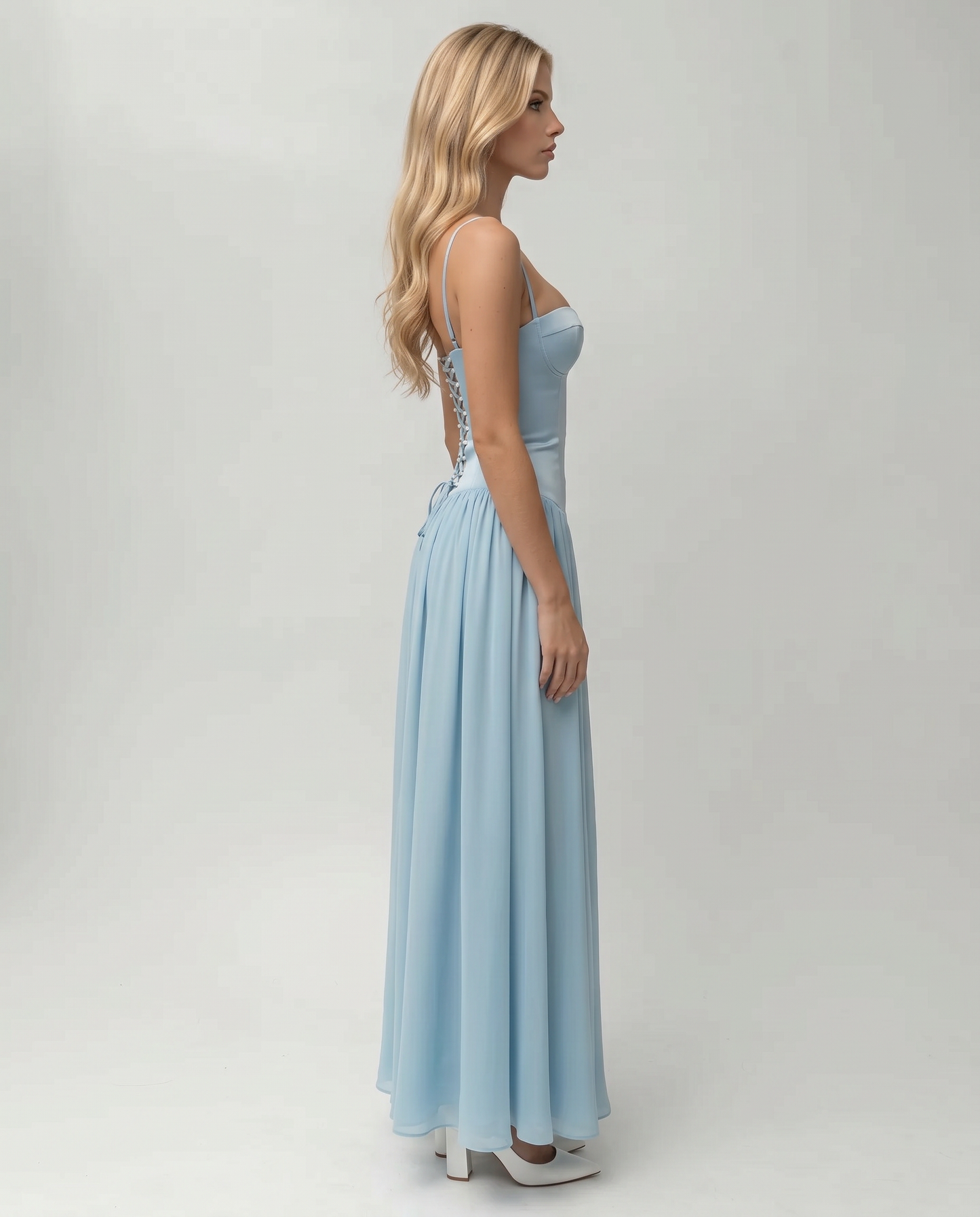 Rosa Corset Maxi Dress - Blue