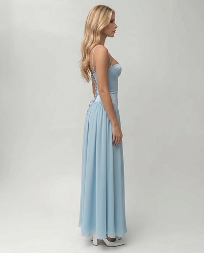 Rosa Corset Maxi Dress - Blue