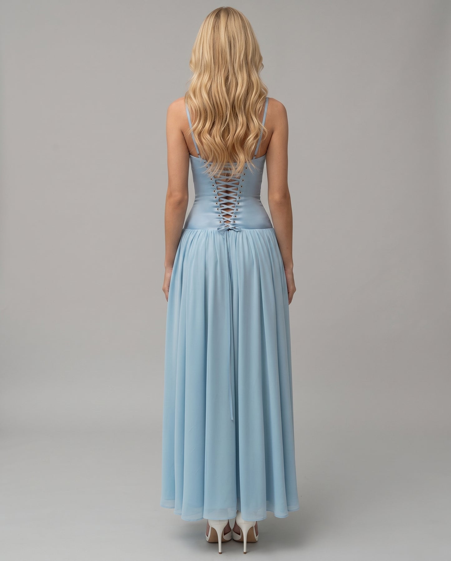 Rosa Corset Maxi Dress - Blue