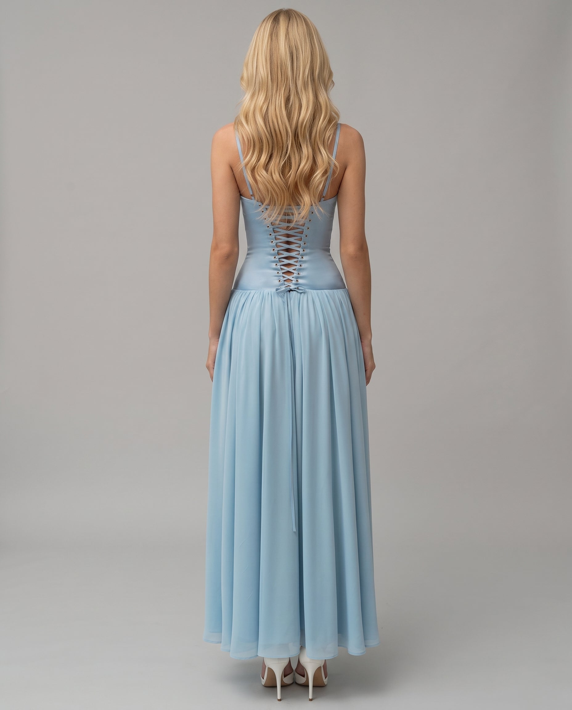 Rosa Corset Maxi Dress - Blue