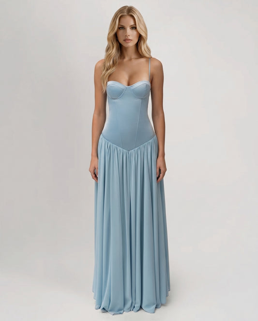 Rosa Corset Maxi Dress - Blue