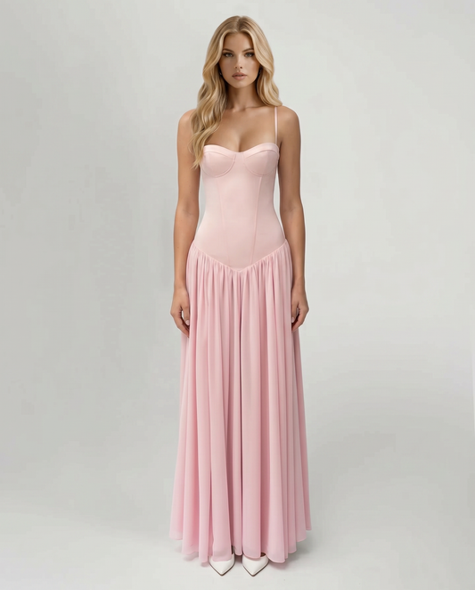 Rosa Corset Maxi Dress - Pink