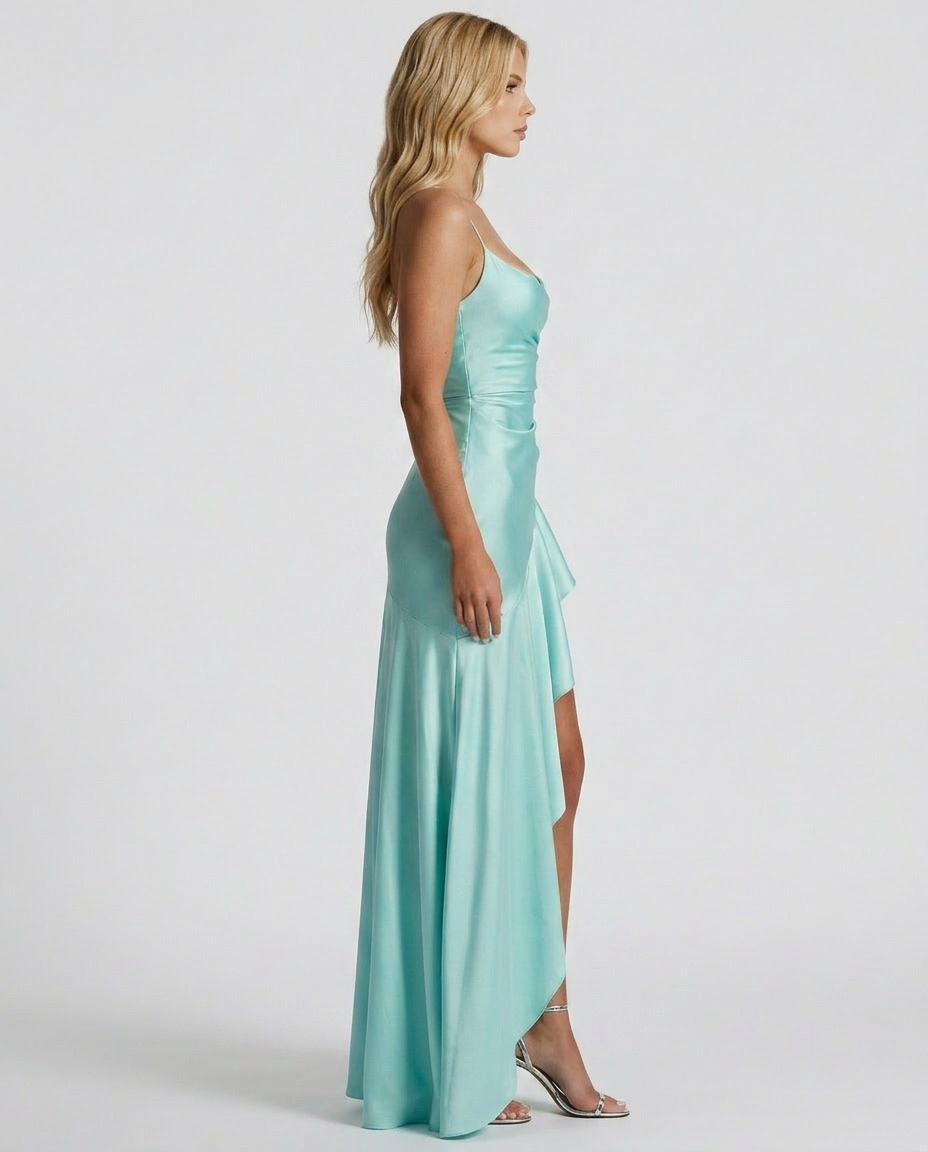 Rosalie Cowl Maxi Dress - Aqua