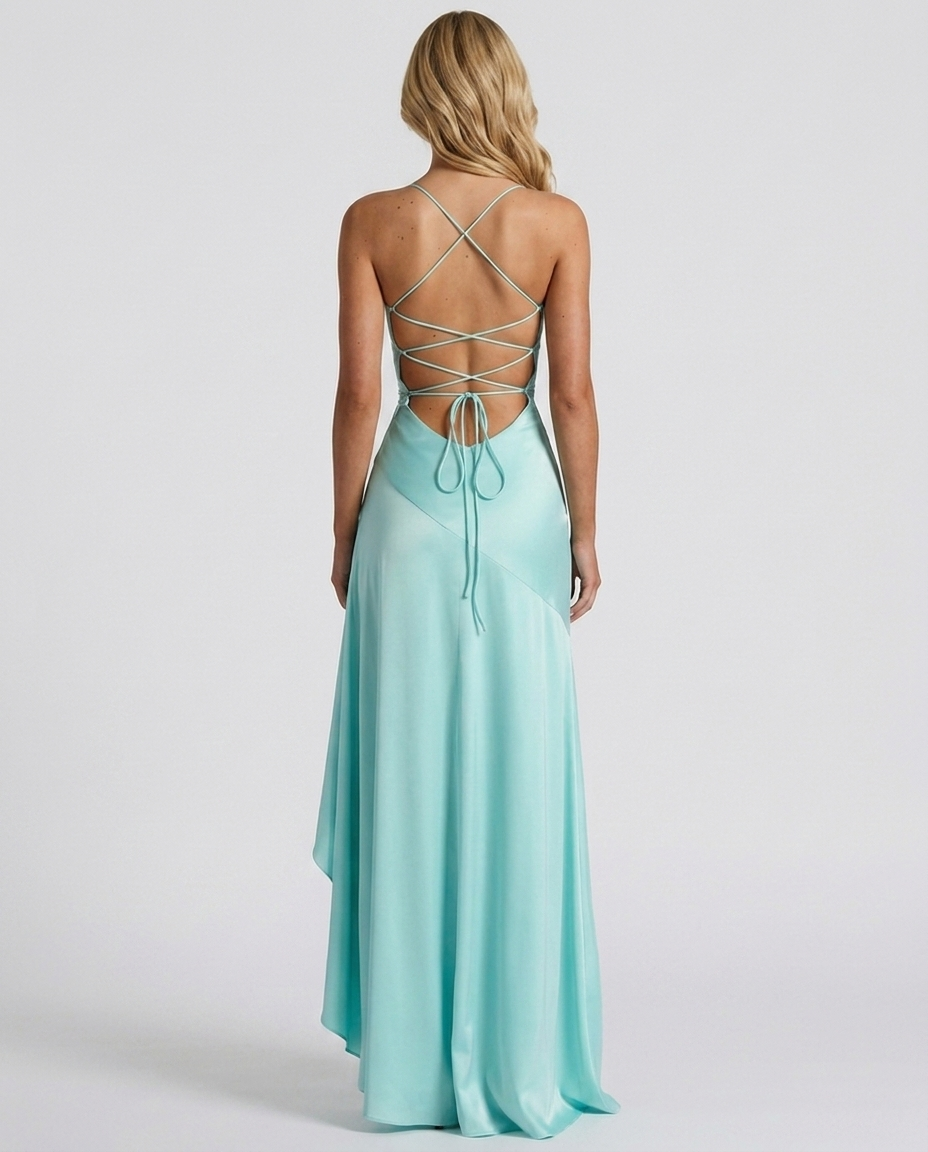 Rosalie Cowl Maxi Dress - Aqua