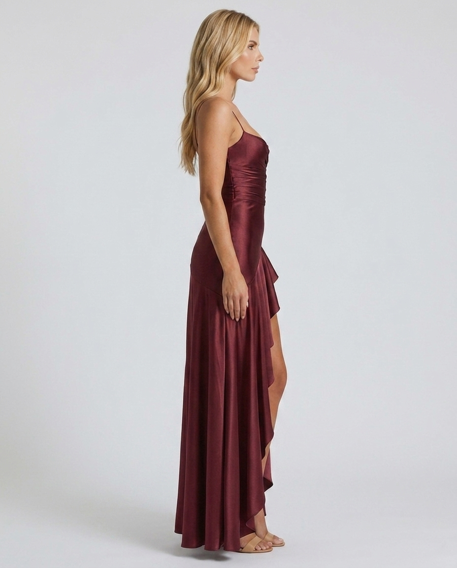 Rosalie Cowl Maxi Dress - Cherry Lacquer