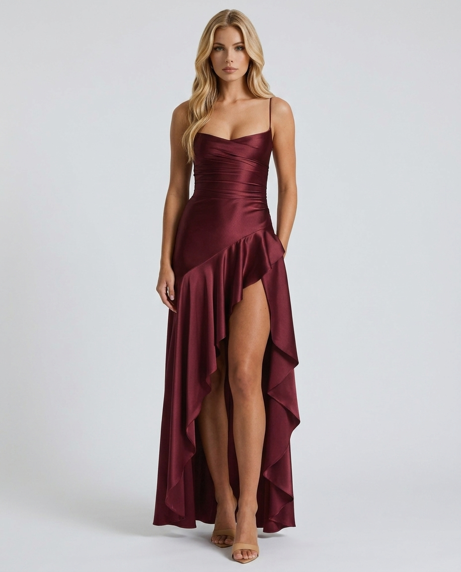 Rosalie Cowl Maxi Dress - Cherry Lacquer