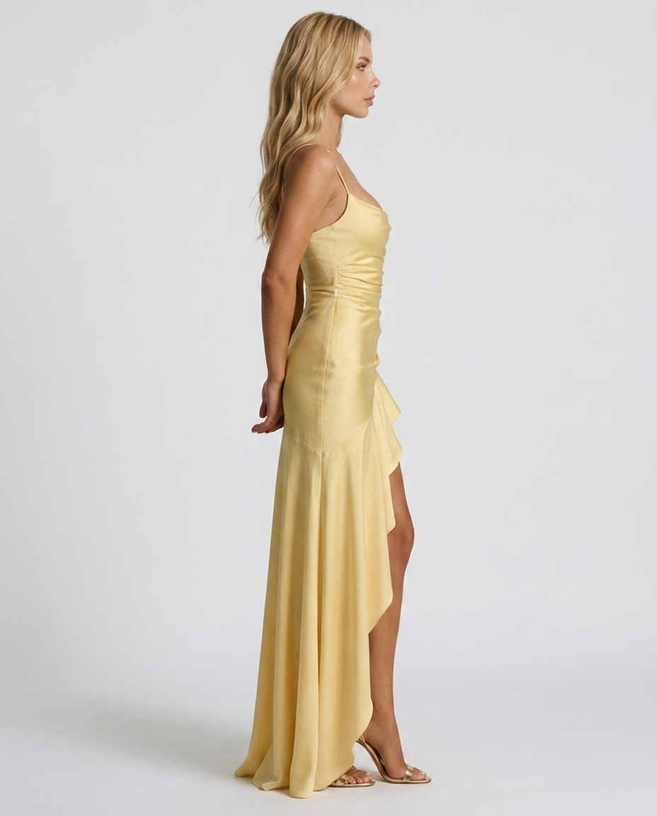 Rosalie Cowl Maxi Dress - Lemon