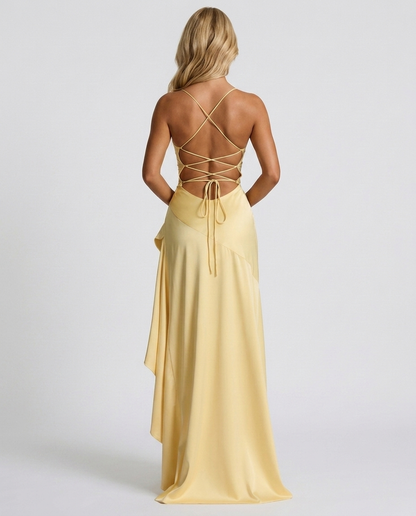 Rosalie Cowl Maxi Dress - Lemon